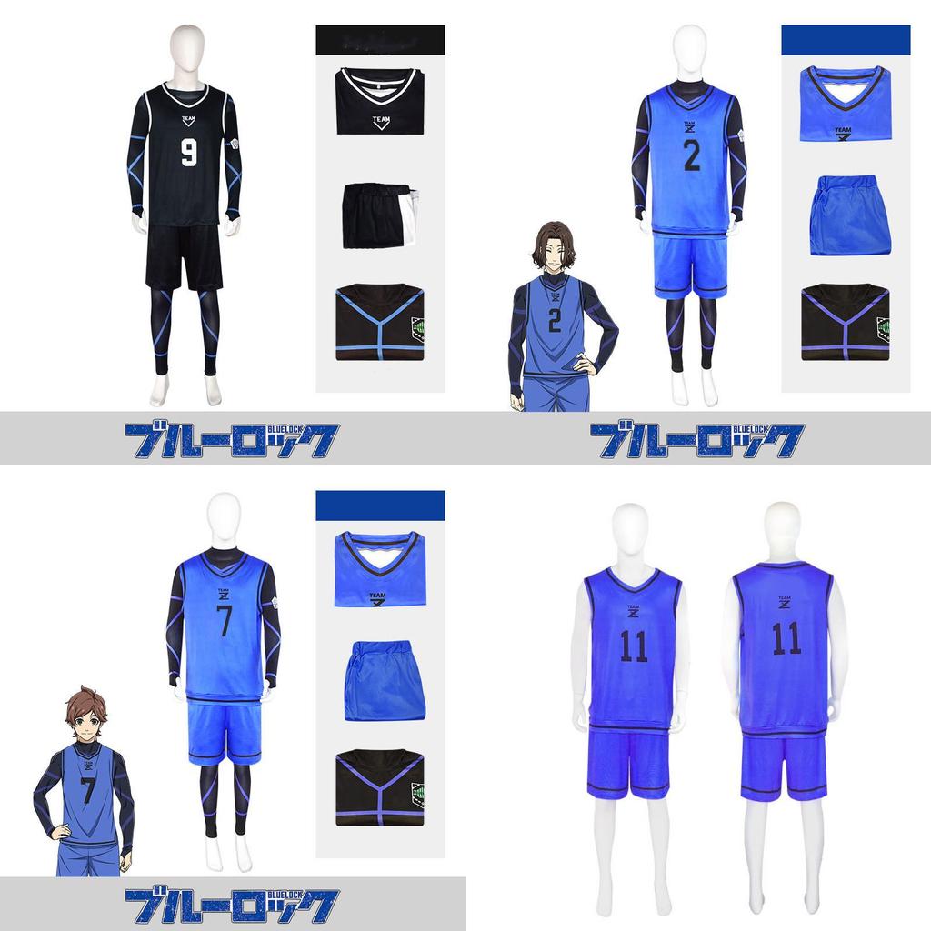 Isagi Lock Blue Yoichi Rensuke No.1 Jersey Set Xs-3xl คอสเพลย์
