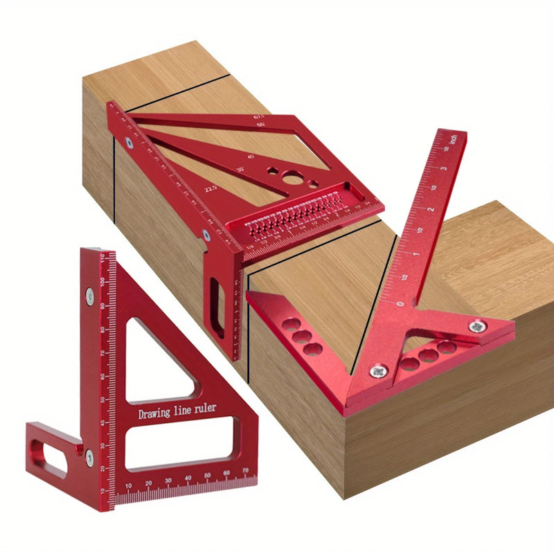 2pcs Carpenter Square Kit - Aluminum Square Protractor and Center Finder - Woodworking 3D Multi Ang