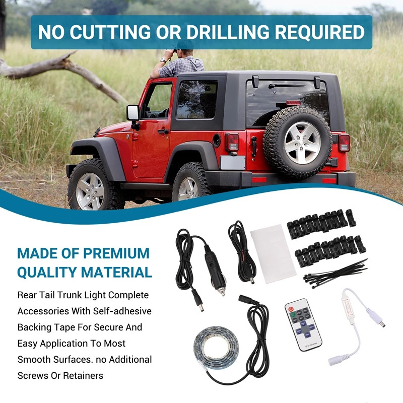 Car Tailgate Dome Light Rear Trunk Glass Dome Light Bar For Jeep Wrangler JK JL 2007-2023 Rear Gate