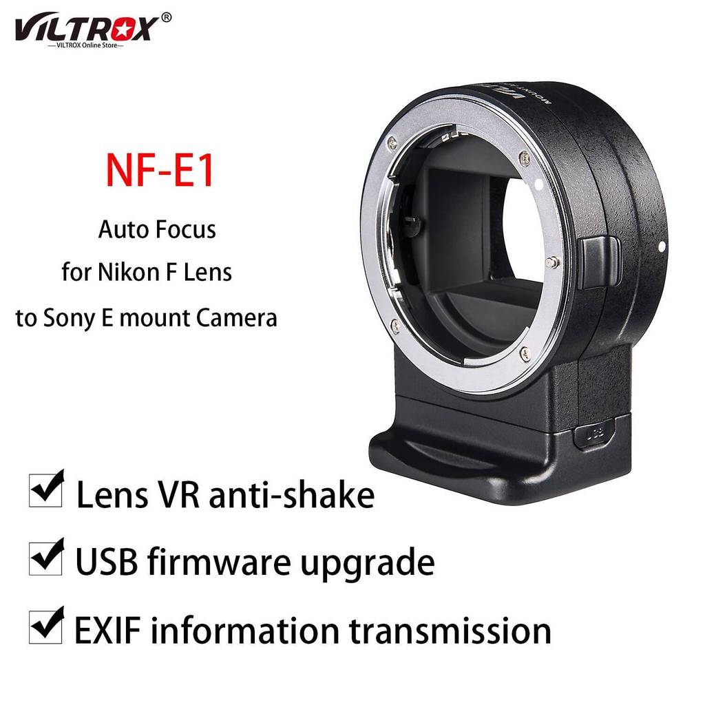 VILTROX NF-E1 เลนส์อะแดปเตอร์แหวนเลนส์โฟกัสอัตโนมัติรูรับแสงควบคุมสําหรับเลนส์ Nikon F ถึง Sony E mo