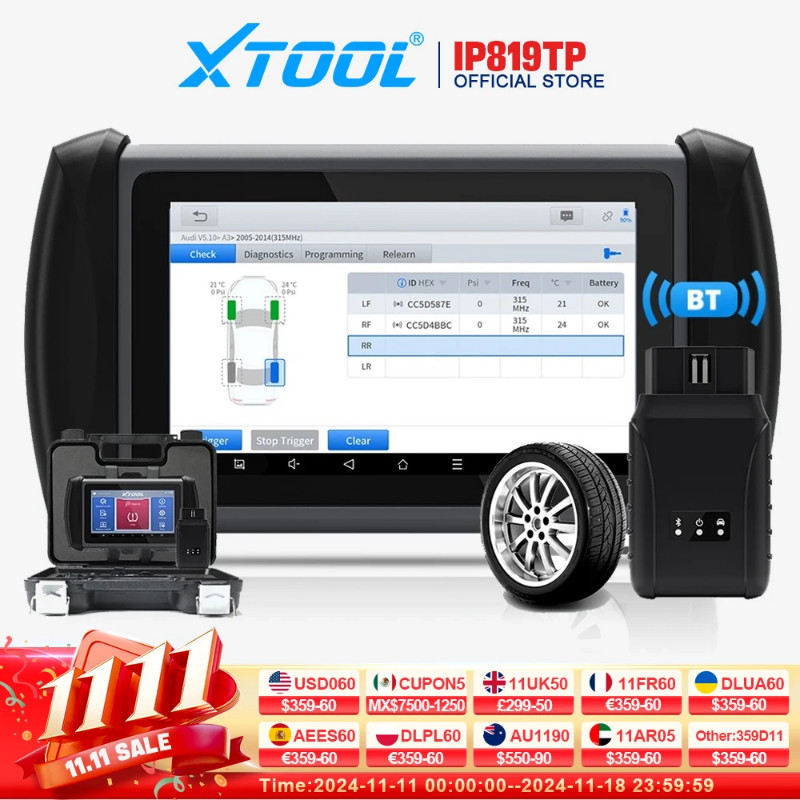XTOOL InPlus IP819TP TPMS Programming Scanner Bluetooth Car Diagnostic Tools ECU Coding Key Program