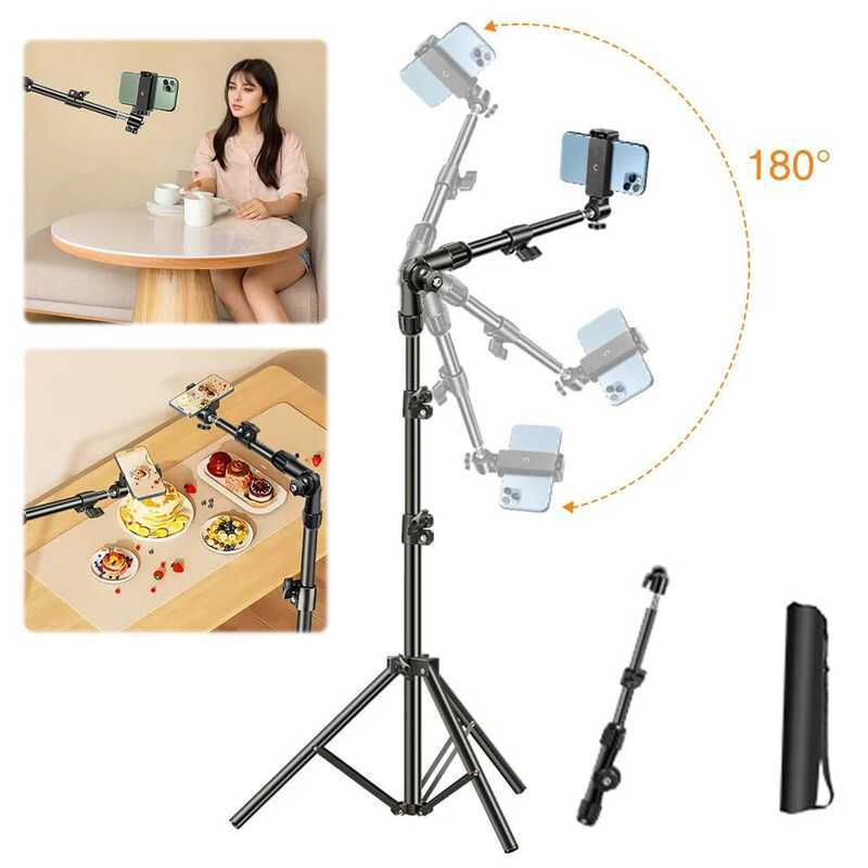 C Horizontal Overhead Tripod Adjustable Cell Phone Tripod Stand Horizontal Stand For Video Recordin