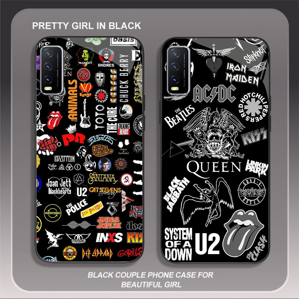 HK-43 Rock Band สีขาวสีดําแก้วแก้วสําหรับ VIVO S1 Y50 Y20s Y30 Y20i V50 V15 Y20 Y03 Y29 Pro Lite