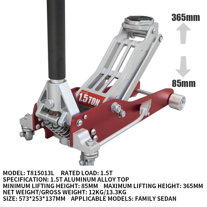 Hydraulic Low Profile Aluminum and Steel Racing Floor Jack with Dual Piston Quick Lift Pump 1.5-3 T