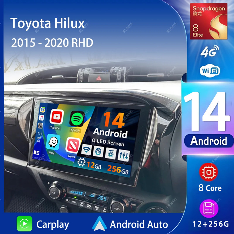 Android 14 Carplay Auto 2K Screen WIFI+4G Car Radio Multimedia Player For Toyota Hilux 2016-2020 2d