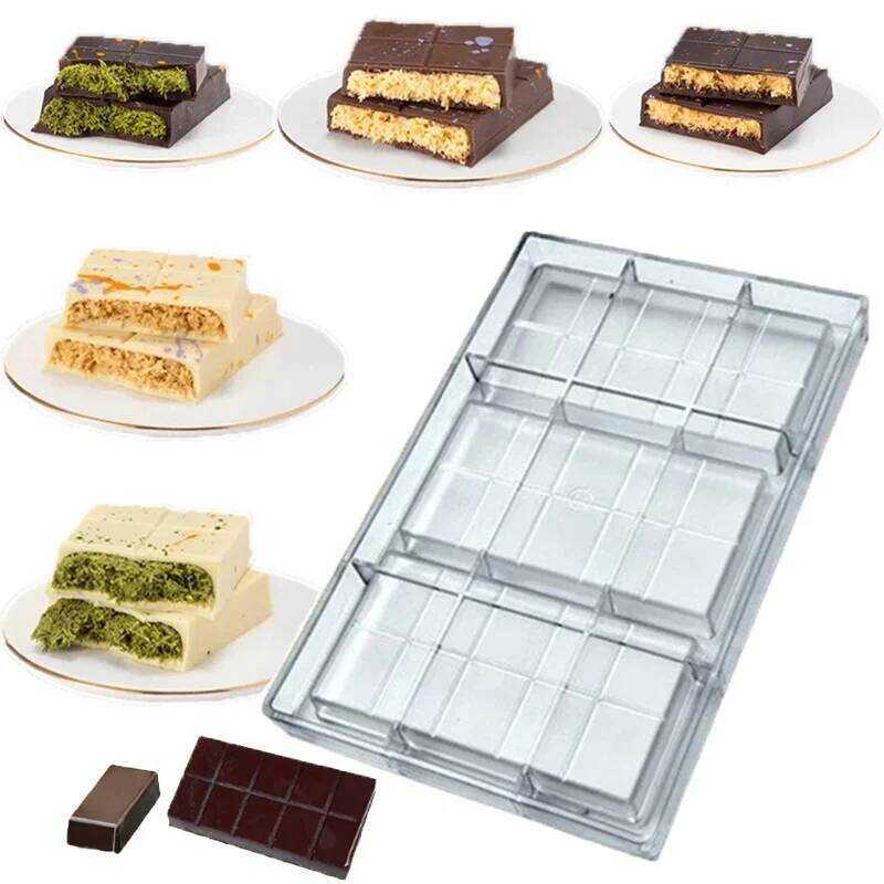 C Polycarbonate Chocolate Mould Dubai Chocolate Bar Mold Candy Baking Pastry Bakery Utensil DIY Val