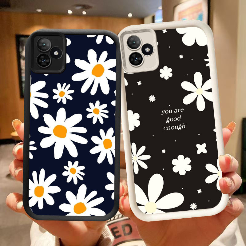 DJ-34 NK daisy ดอกไม้ปลอกซิลิโคนสีดําและสีขาวสําหรับ Realme Narzo หมายเหตุ C63 C53 SE N53 6 C61 N61 
