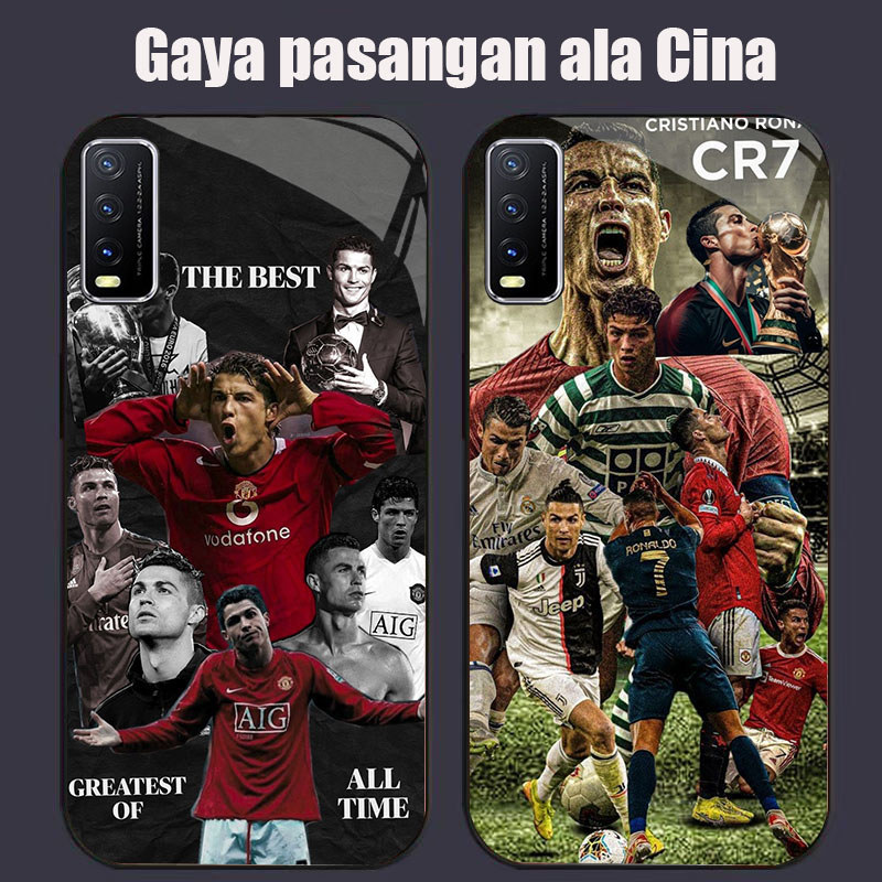 DJ-43 Ronaldo Casing GLASS soft frame สีดํา VIVO Y03 S1 Y30 Y50 V50 Y20 Y20i Y20s V15 Y29 Pro Lite
