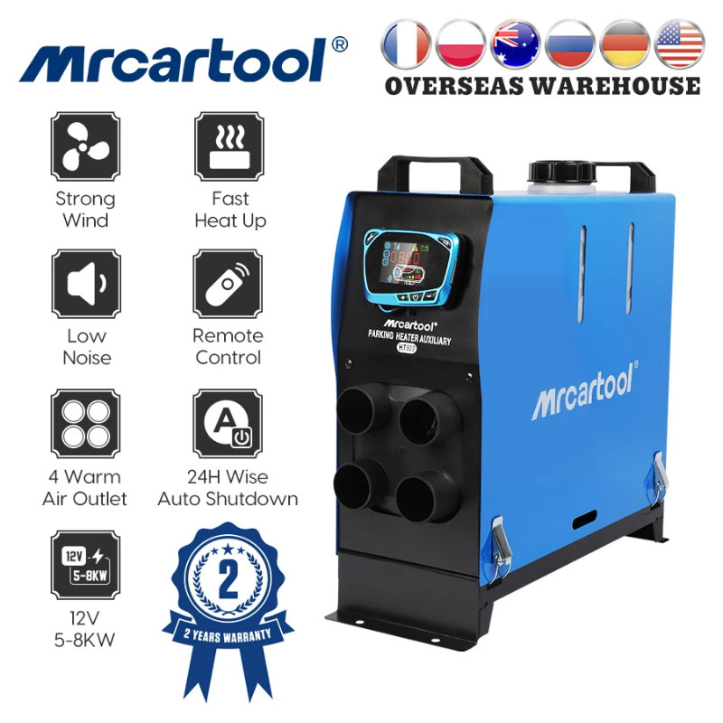 MRCARTOOL 12V Car Diesel Heater Air Parking Heater 8KW Diesel Heating Low Noise Heater for Truck Bu