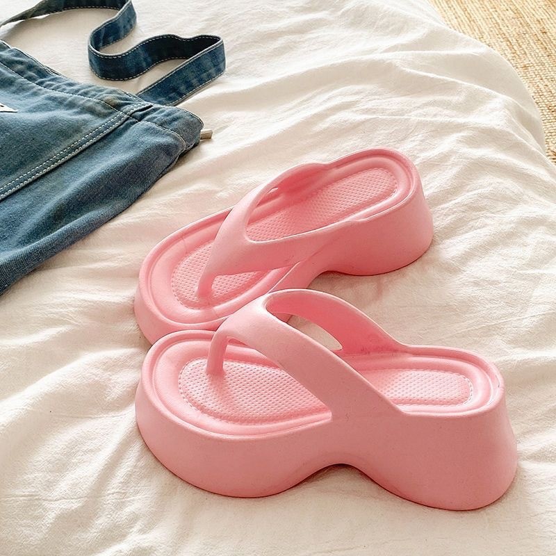 #ขายดี# Add Box EVA Flip-flops For Women New Height-increasing Platform Flip-flops For Women To Go