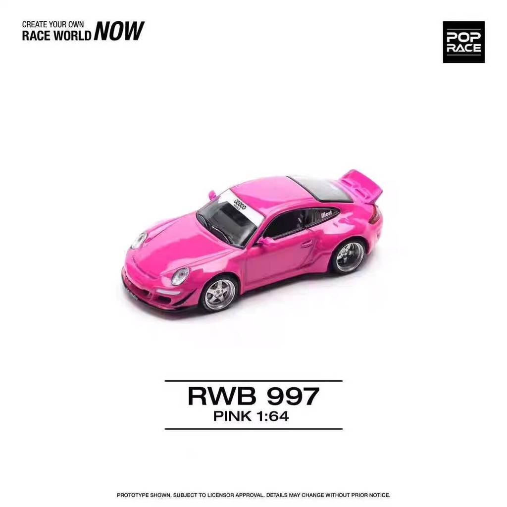 POP RACE 1: 64 RWB 997 PINK PINK โมเดลรถโลหะผสม