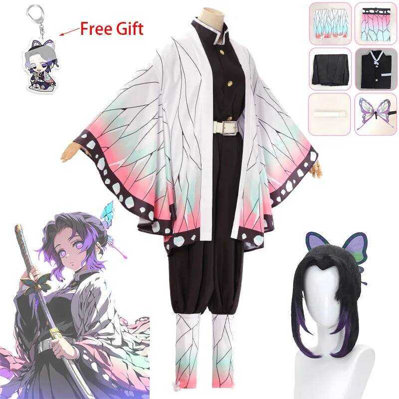 C Kochou Shinobu Cosplay Costume Kochou Shinobu Uniform Anime Shinobu Pruik Haori Uniform Vrouwen K