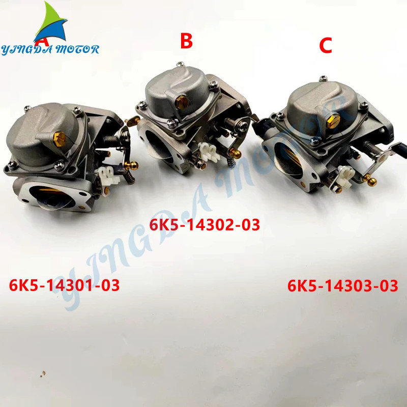 6K5-14301-03, 6K5-14302-03, 6K5-14303-03 Carburetor Kit For Yamaha 60HP E60M T60 Outboard Engine Pa