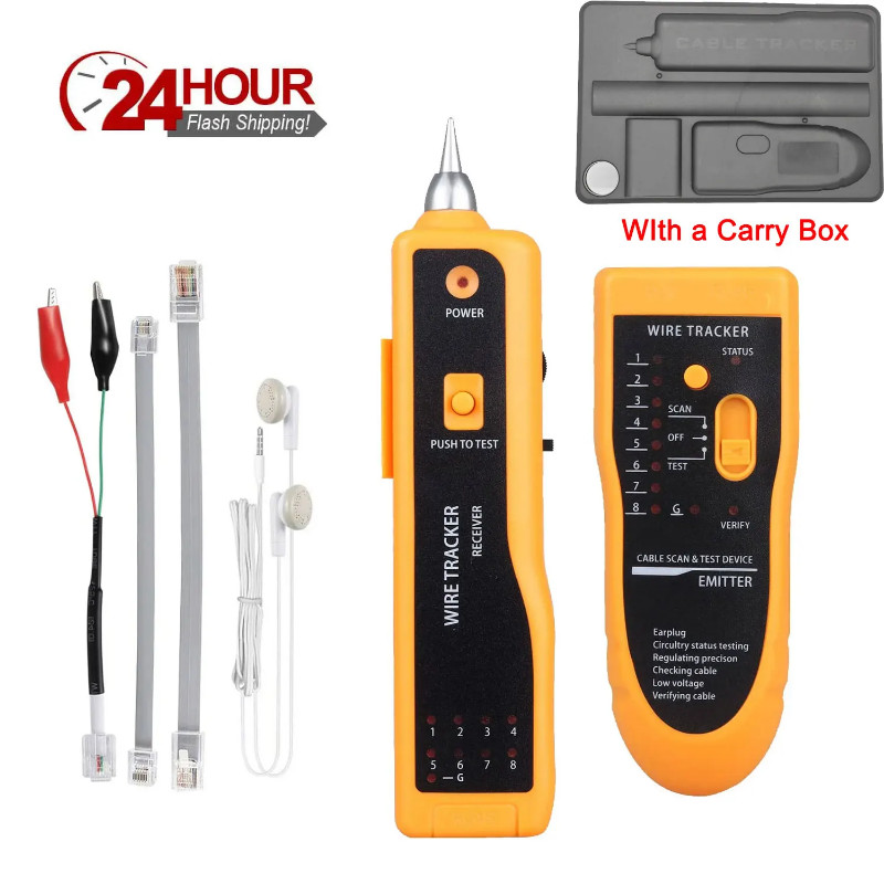 Network Cable Tester, RJ11 RJ45 Cable Tester for Telephone, Ethernet, Video, Tone Generator, Metal,