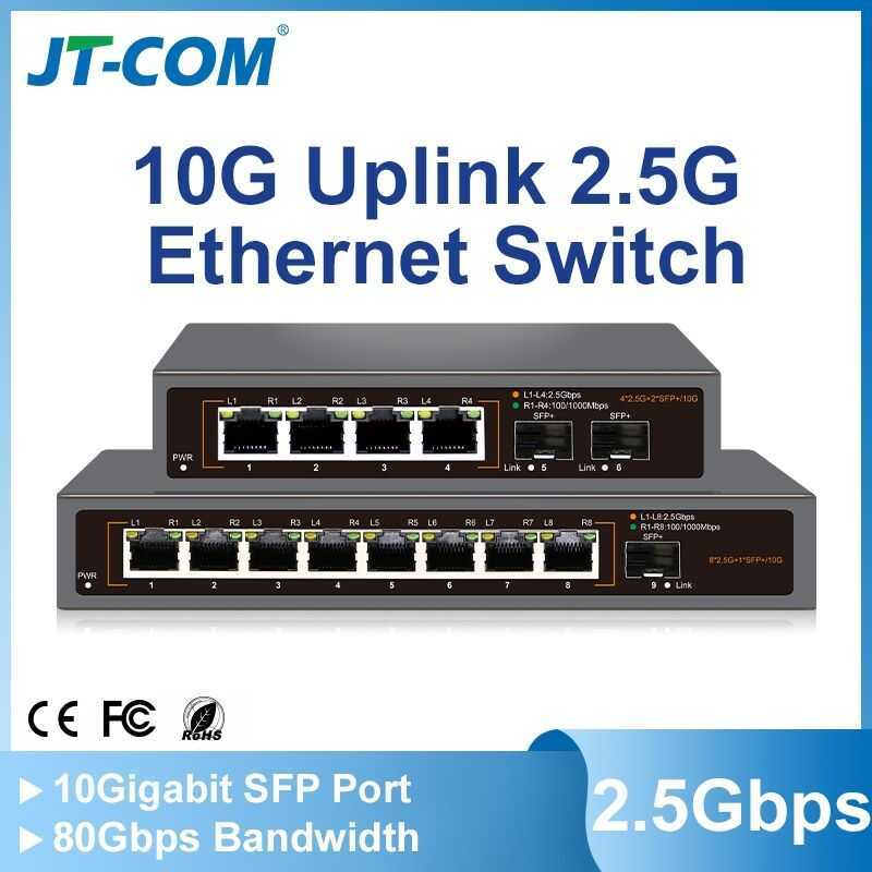 6-Port 9-Port 2.5Gb Ethernet Switch 2 10G SFP+ พอร์ต 4 พอร์ต / 8-Port Uplink 2.5GBASE-T Network Swit