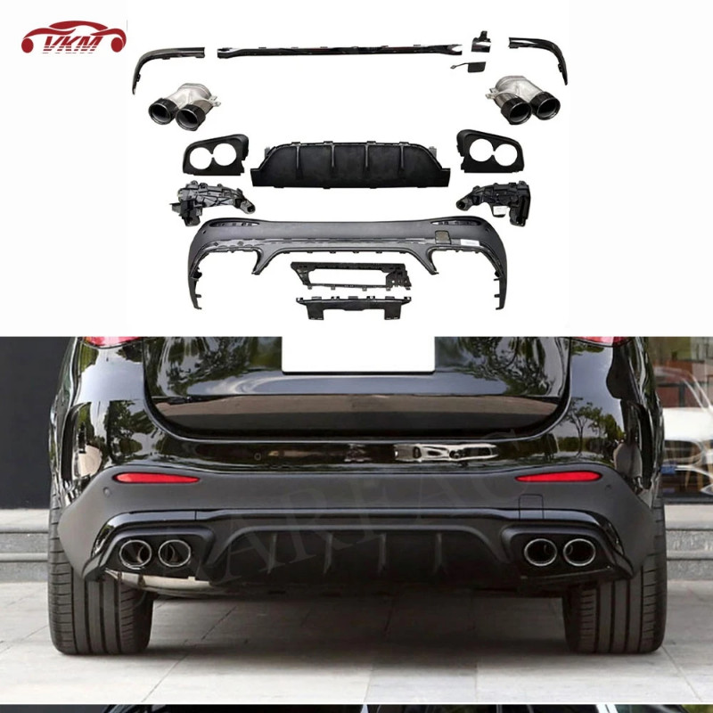 ABS Material Rear Bumper Diffuser Lip Exhaust Tips for Benz X254 GLC260 GLC300L SUV GLC43 AMG 2023-