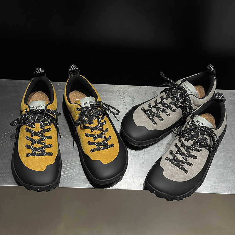 American Trend Mens Shoes Fashion German Training Shoes All-Match Flat Sneakers 31122 สีเทา Yellow-J