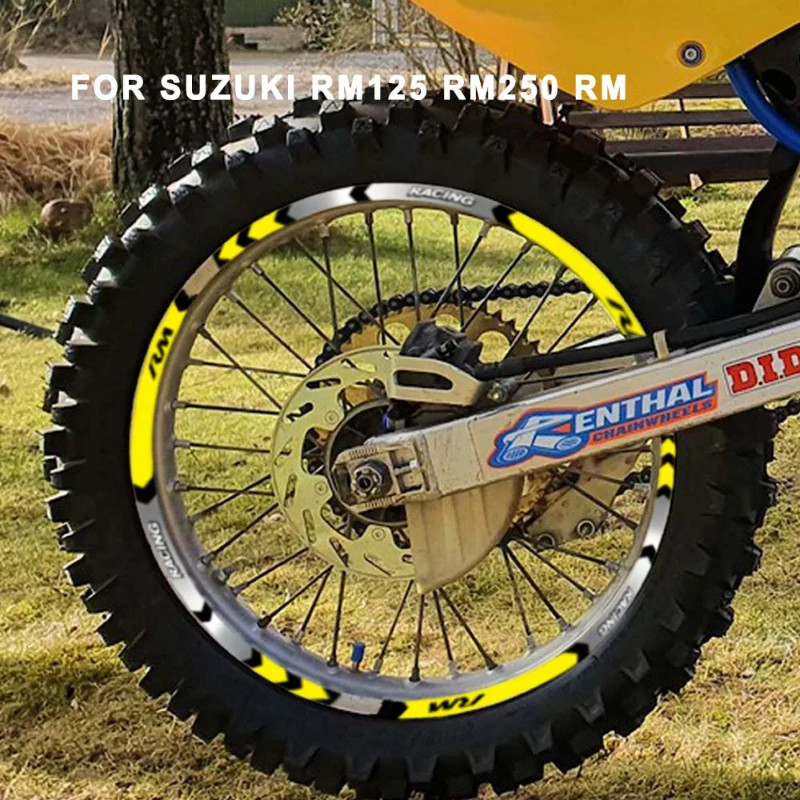 Motorcycle Wheel Stickers and Decals 21" 19" Wheel Hub Reflective For Suzuki RM125 RM250 RM 125 250