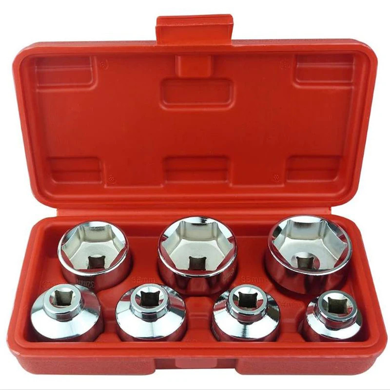7 Pcs Oil Filter Removal Socket Wrench Tool Set 24mm 27mm 29mm 30mm 32mm 36mm 38mm Set Compatible w