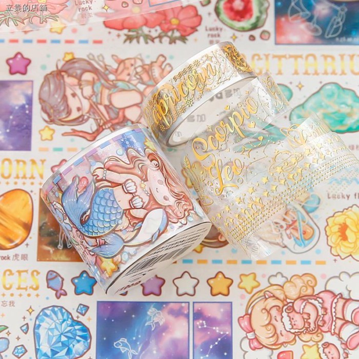 สินค้าใหม่ Zodiac เทปโมจิขนาดเล็ก Sea Daughter สไตล์ใหม่ Thumb Girl Magic World 12 Zodiac Constellat