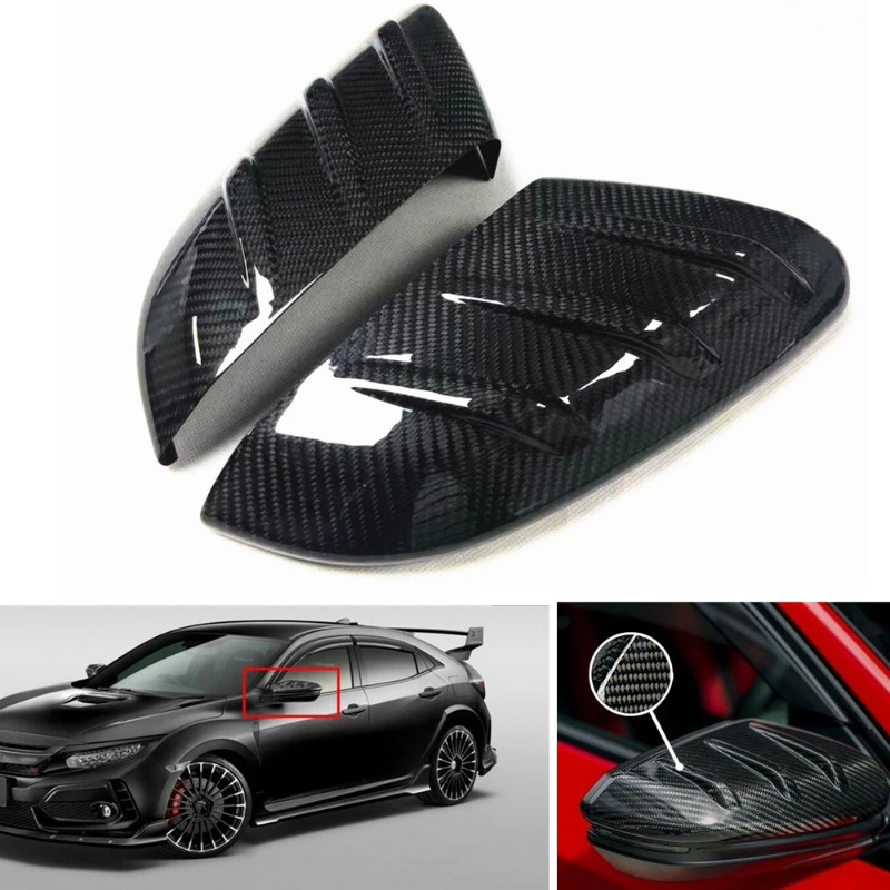 Real Carbon Fiber Mirror Cover For Honda Civic 10th Mugen Type-R FK8 2016-2021 Car Exterior Rear Vi