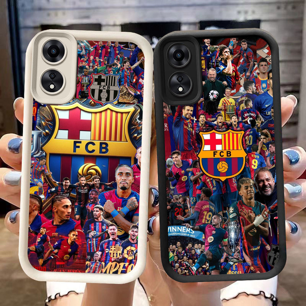 DJ-22 FC Barcelona ปลอกซิลิโคนสีดําและสีขาวสําหรับ OPPO A98 A18 A38 A17K A78 A60 F23 A58 5G 4G