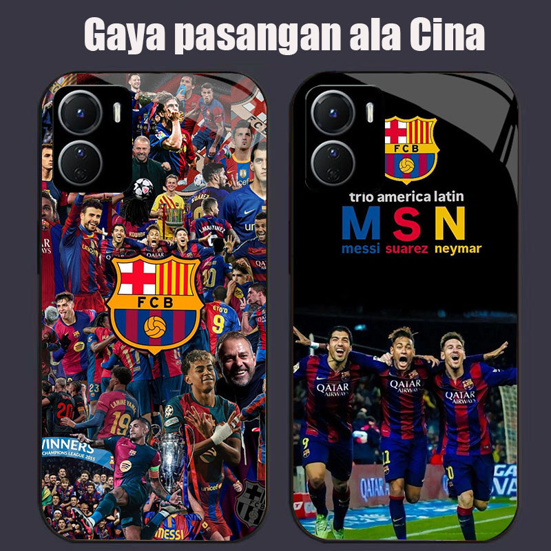 DJ-22 FC Barcelona Casing GLASS soft frame สีดํา VIVO iQOO Y16 Z9X Y17S Y15S Y15A Y56 Y36i Y01 Y36 U