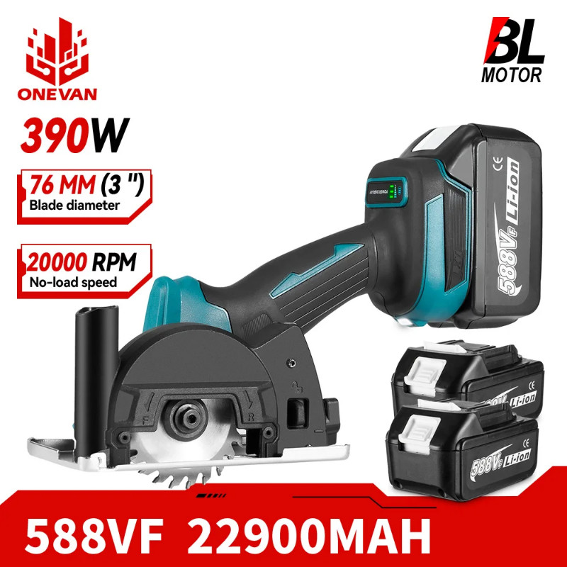 ONEVAN 3Inch Brushless Electric Angle Grinder 76MM Electric Circular Saw Cutting Polishing Power To