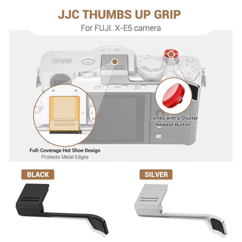 JJC Fuji X-E5 Thumbs Up Grip,อลูมิเนียม Hot Shoe Thumb Rest Support Holder Secure Handle สําหรับกล้อ