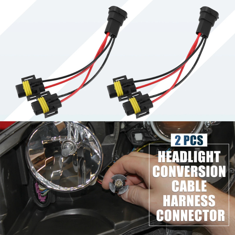 Uxcell 2 Pcs H11 H8 H9 Male Transfer Female Splitter Connector Adapter Socket Harness Cable Harness