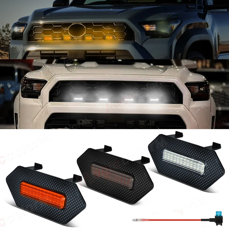 For 2025 Toyota 4Runner TRD Pro Car Front Grille Lights Front Grille LED Warning Lamps Daytime Runn