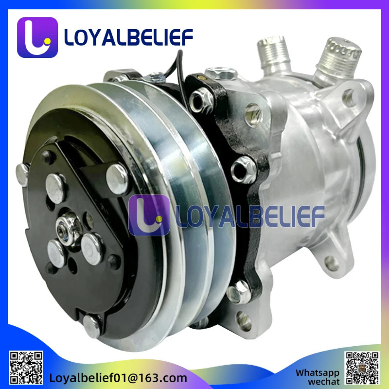 AC Compressor Sanden SD507 5H11 507 Compressor 12V / 24V 2 Groove V Belt Pulley Tractor Excavator H