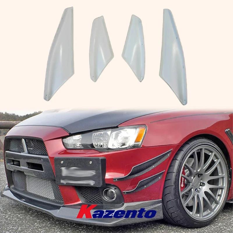 For Mitsubishi EVO Evolution 10 VRS Style Fiberglass Unpaint Front Bumper Canard