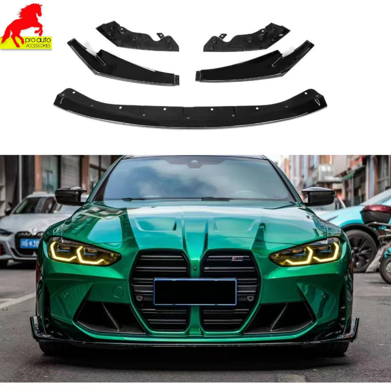 Front Lip Bumper Canards Splitter for BMW M3 M4 G80 G82 CS Style 2020-2024 Difusser Spoiler Lip Tri