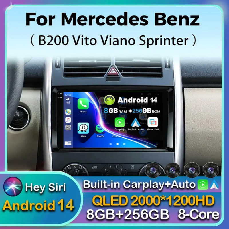 Android 14 Carplay For Mercedes Benz B200 W169 W245 Viano Vito W639 Sprinter W906 Car Radio Multime
