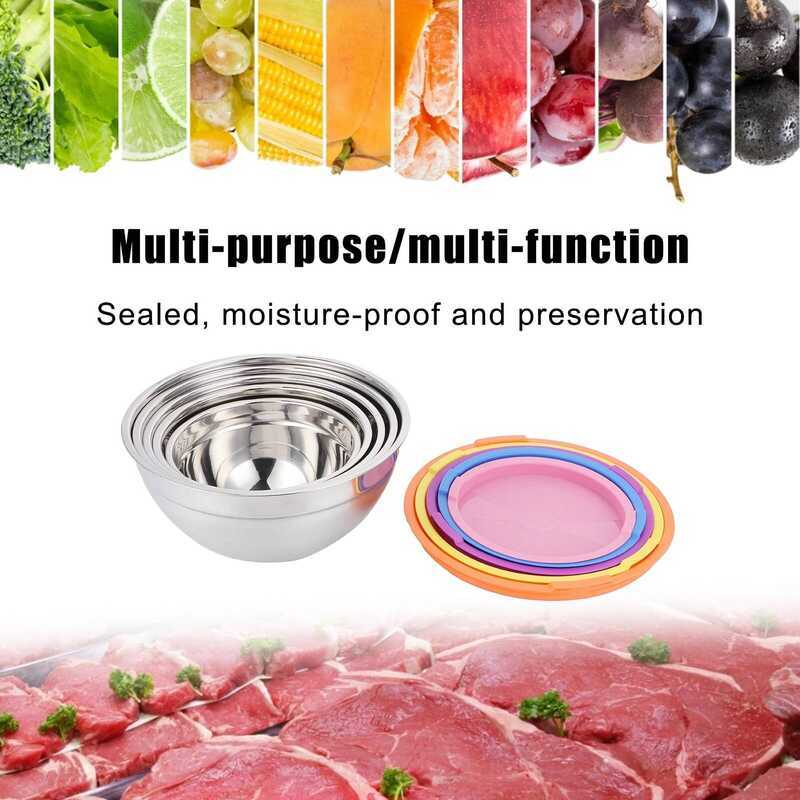C /Set Stainless Steel Mi Bowl Food Storage Preservation Box With Lids Cookware For Home Kitchen Pr