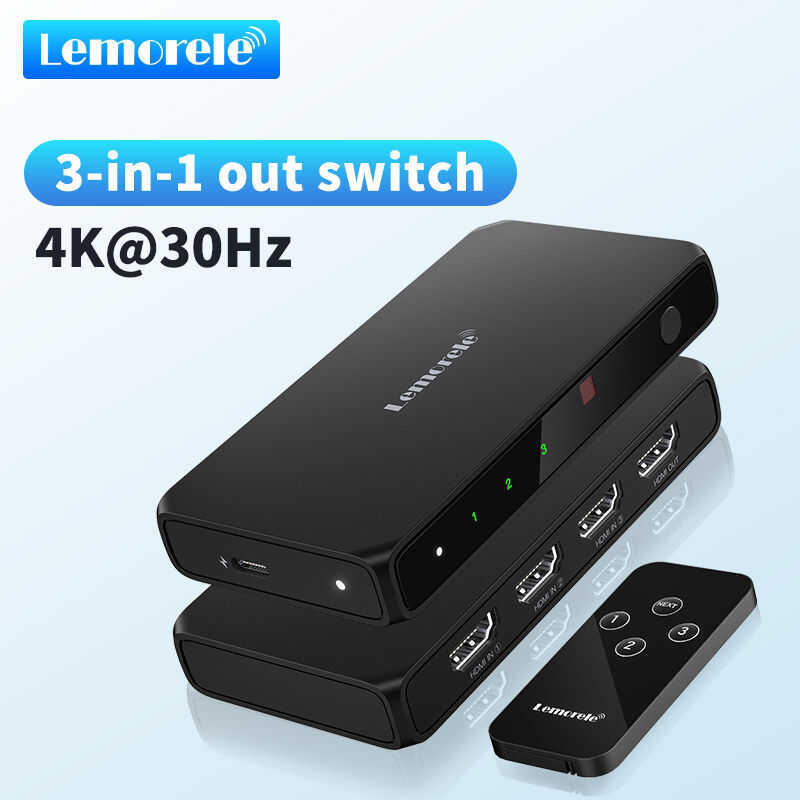 Lemeole G99 HDMI 4K Switcher Selector 3 in 1 out พร้อม IR Remote HDCP 2.3 สําหรับ Xbox PS4 PC TV Swi