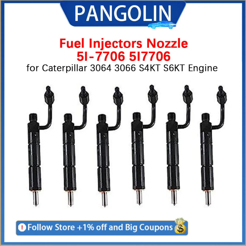 PANGOLIN Fuel Injector Nozzle 5I-7706 5I7706 6Pcs For Caterpillar 3064 3066 S4KT S6KT Engine And 31