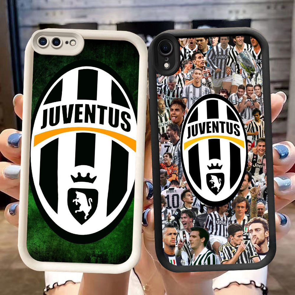 DK-68 JUVENTUS ปลอกซิลิโคนสีดําและสีขาวสําหรับ iPhone X 7 XS XR 8 6 Max Plus
