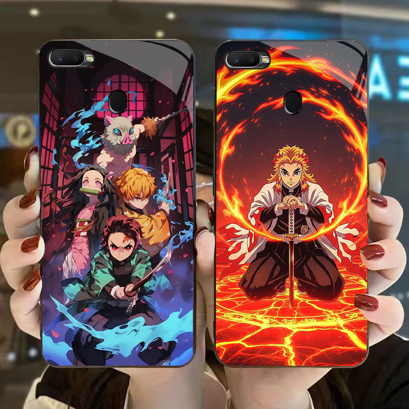 DK-59 Demon Slayer X Casing GLASS soft frame สีดํา OPPO Realme F5 F9 F7 A5S A7 A11K A12S 2 A12 Pro