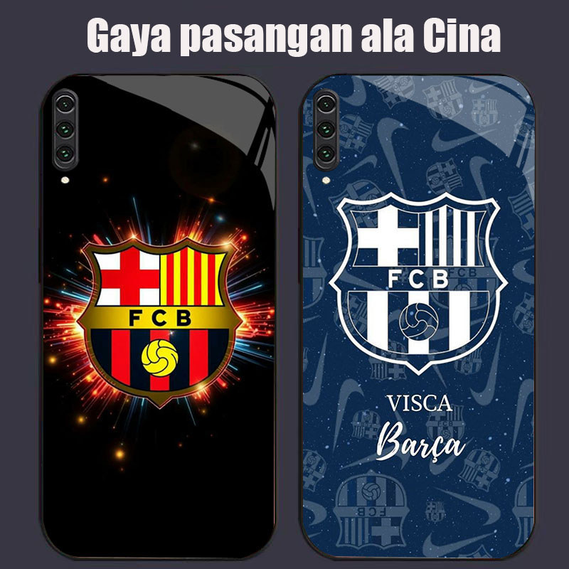 DK-62 FC โลโก้บาร์เซโลน่าปลอก GLASS กรอบอ่อนสีดํา Samsung Note A70 10Plus A7 A70S A10 A02 A50 10 201