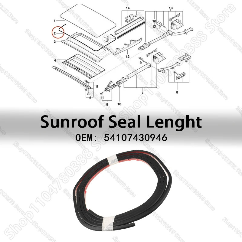 Sunroof Seal Lenght For F07 F34 F31 E91 E61 F11 G31 G11 G12 E84 E83 F25 E53 E70 F15 F85 BMW 3/5/7/X