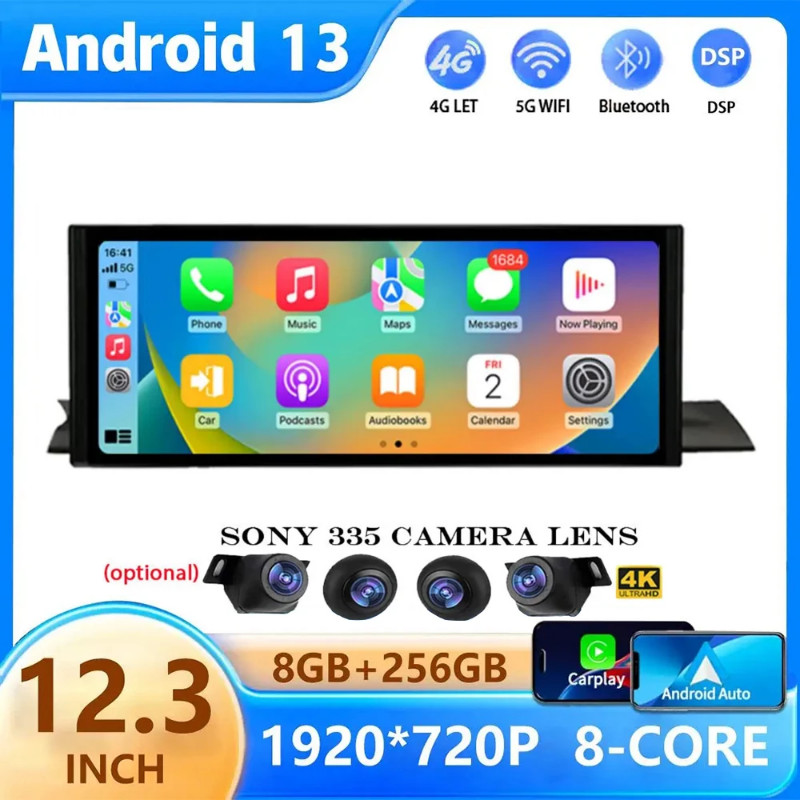 12.3" Android 13 Car Radio For Audi A4L A4 B9 A5 2016 2017 2018 2019 2020 Multimedia Player WIFI+4G