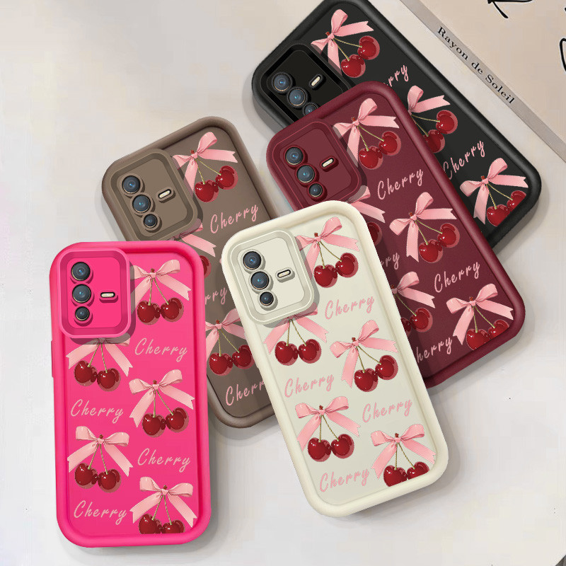 Insแฟชั่นCherry Bowsเคสโทรศัพท์สําหรับVIVO V9 V11i V15 Pro V5 V5S V5 Lite V21 V23 V25 V25E V27 Pro V