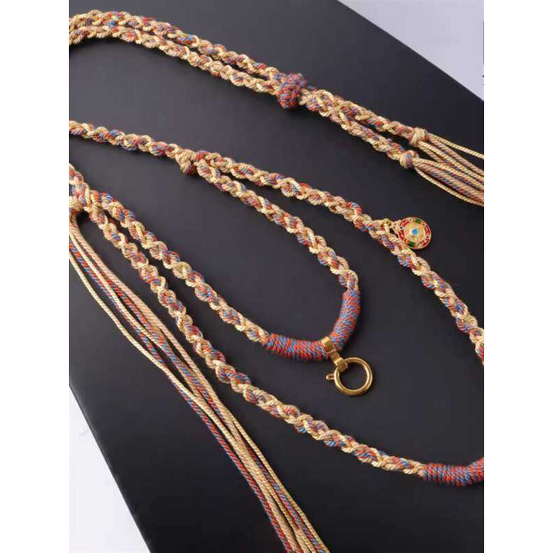 T ประเทศไทย Amulet Chain เชือกเส้นเล็กคู่ Upper Lower สองแขวนสามารถแขวนทิเบต Thangka จี้ทองหยกพระพุท
