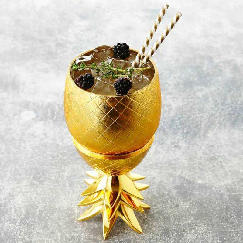 C 304 Stainless Steel Pineapple Glass Cocail Glass Wine Set Creative Style Special Wine Glass Metal