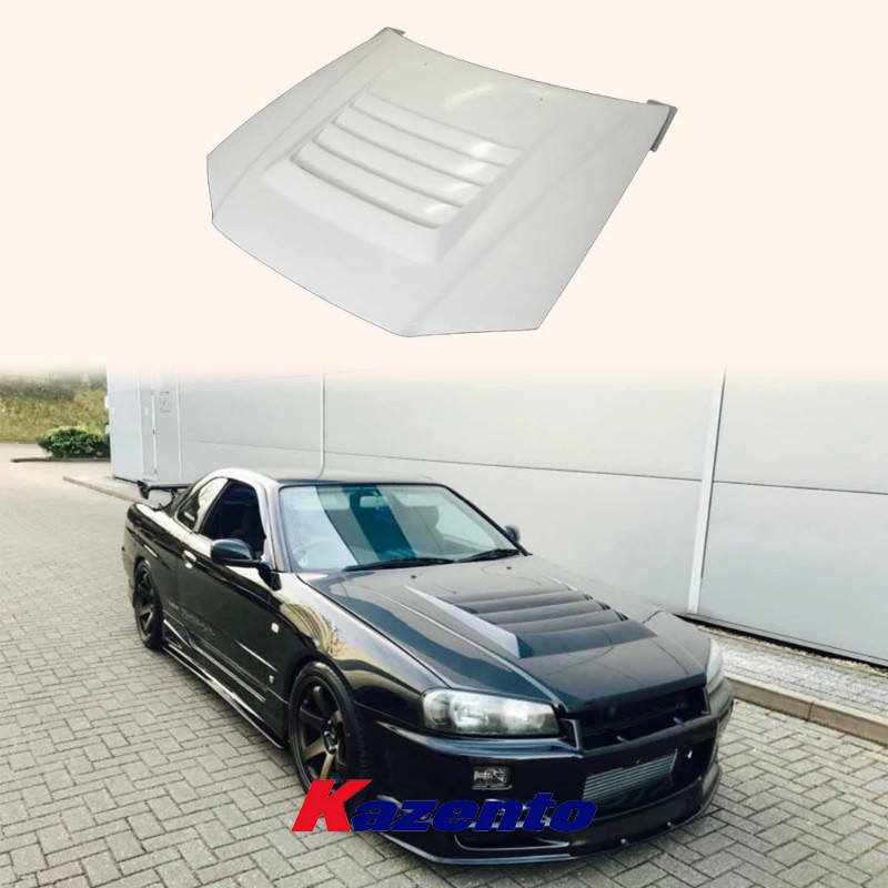 For Nissan Skyline R34 GTT Only NIS Style FRP Unpaint Hood Bonnet Body Kit