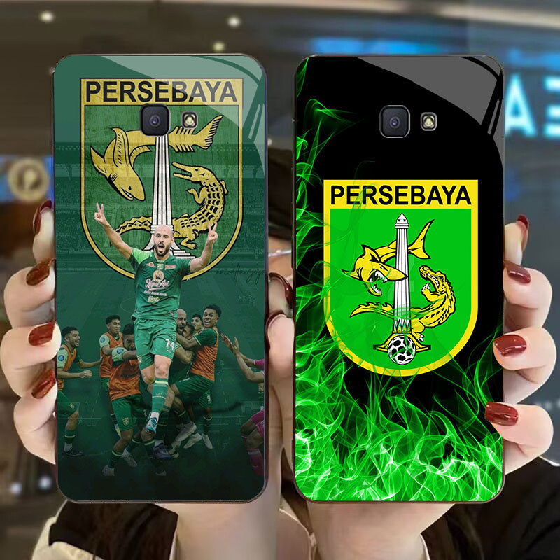 DK-76 Persebaya Casing GLASS soft frame สีดํา Samsung Note S24 J7 FE J4 S25 Core 9 J6 Prime Pro Plus
