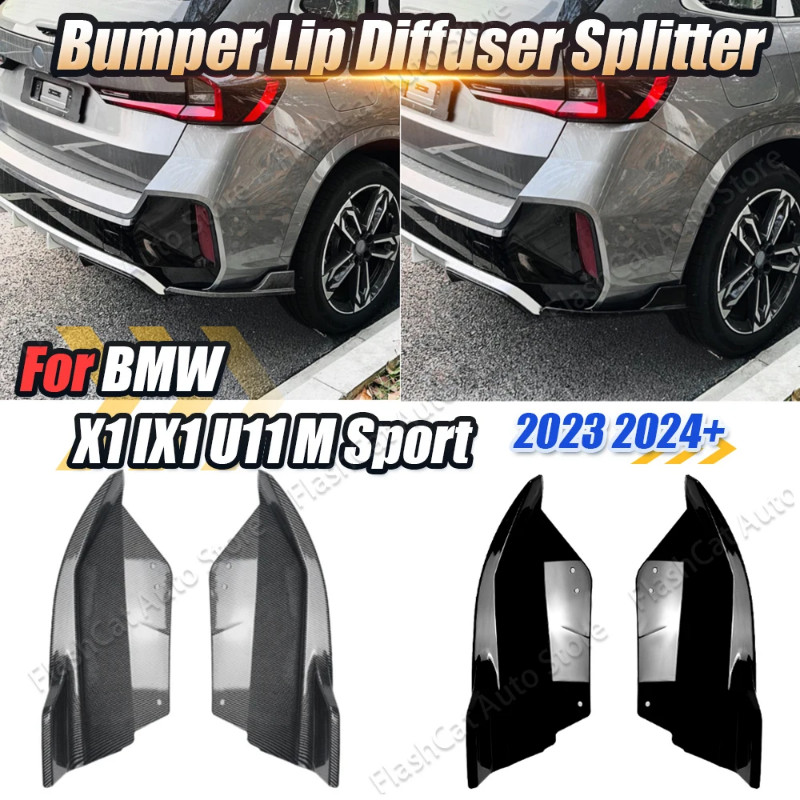 For BMW X1 iX1 U11 U12 M Sport Car Rear Bumper Lip Side Spoiler Corner Protector Diffuser Splitter