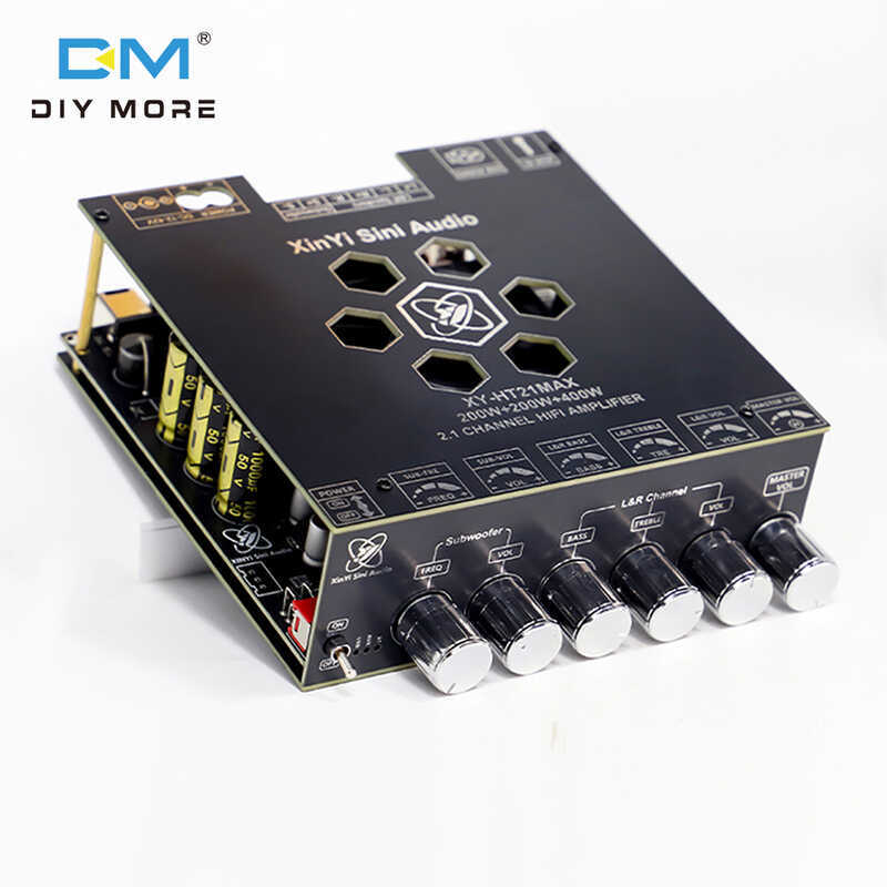 Diymore DC 12-42V XY-HT21MAX อัพเกรด 2.1 Channel BT Amplifier Board 200W * 2+400W การปรับเสียงเบสสูง